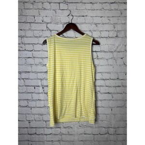 Verve Yellow and White Striped Sleeveless Tank Top, Size Large